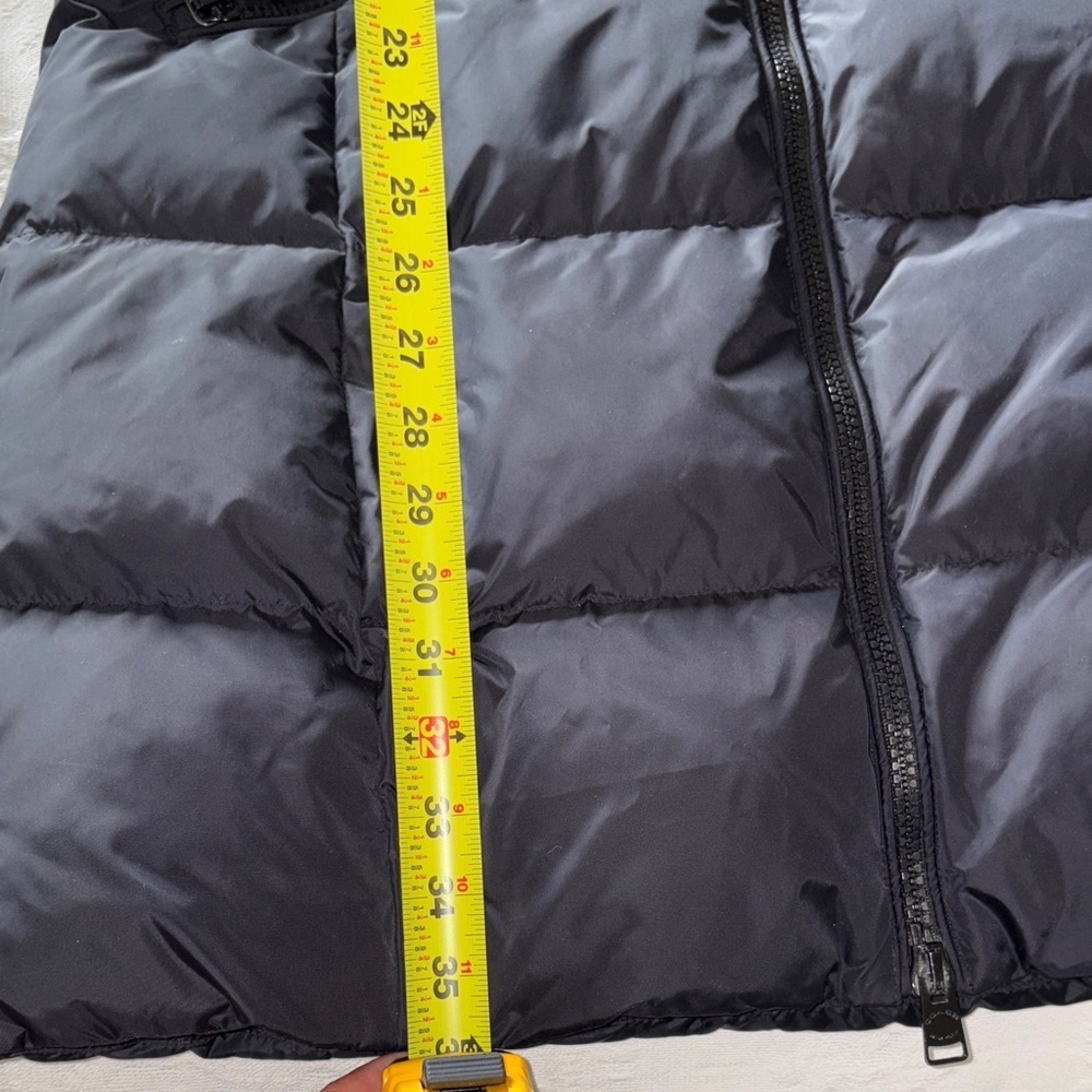 EUC Women's Black Puffer Down Coat trimmed removable hood Waist Defined by Coach - Picture 9 of 15